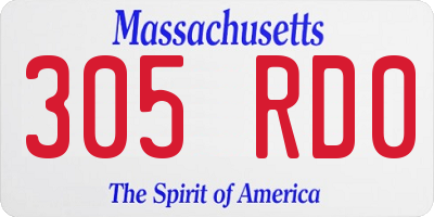 MA license plate 305RD0