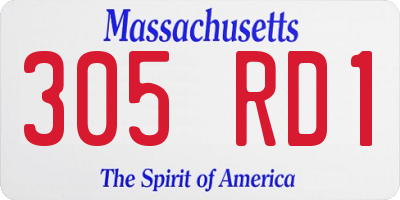 MA license plate 305RD1