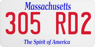 MA license plate 305RD2