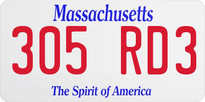 MA license plate 305RD3
