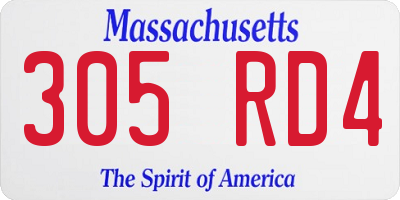 MA license plate 305RD4