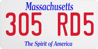 MA license plate 305RD5