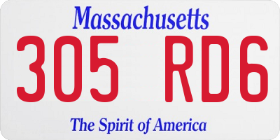 MA license plate 305RD6