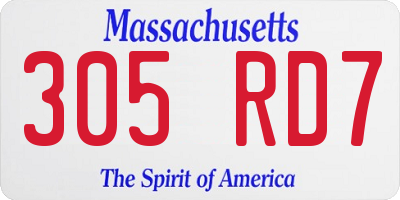 MA license plate 305RD7