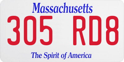 MA license plate 305RD8