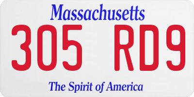 MA license plate 305RD9