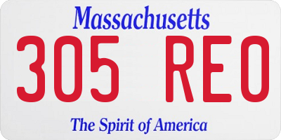MA license plate 305RE0