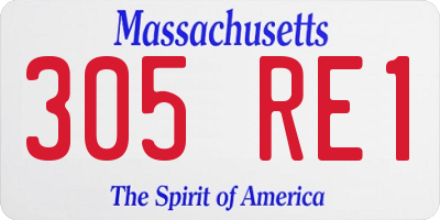 MA license plate 305RE1