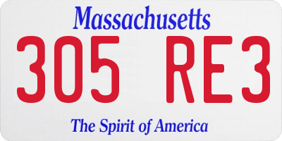 MA license plate 305RE3