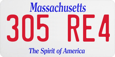MA license plate 305RE4