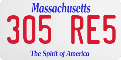 MA license plate 305RE5
