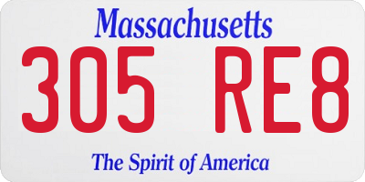 MA license plate 305RE8