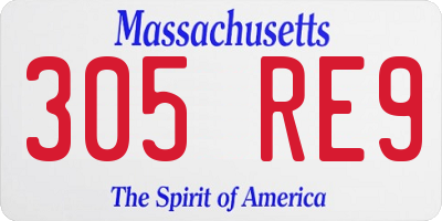 MA license plate 305RE9