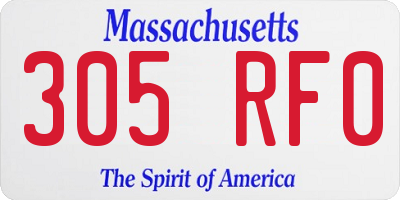 MA license plate 305RF0