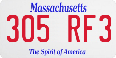 MA license plate 305RF3