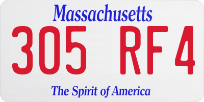 MA license plate 305RF4
