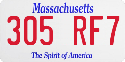 MA license plate 305RF7