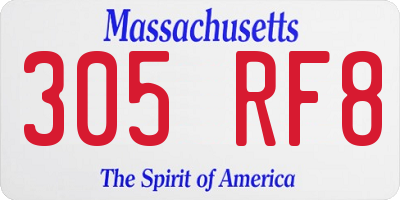 MA license plate 305RF8