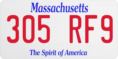 MA license plate 305RF9