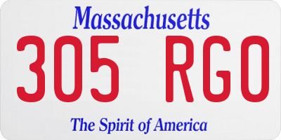 MA license plate 305RG0