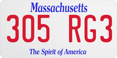 MA license plate 305RG3