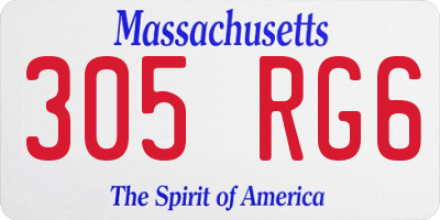 MA license plate 305RG6