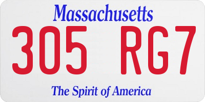MA license plate 305RG7
