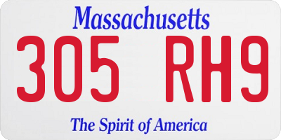 MA license plate 305RH9