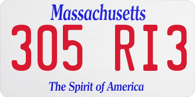 MA license plate 305RI3