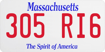 MA license plate 305RI6