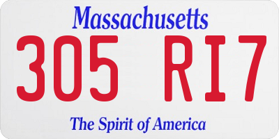 MA license plate 305RI7