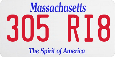 MA license plate 305RI8