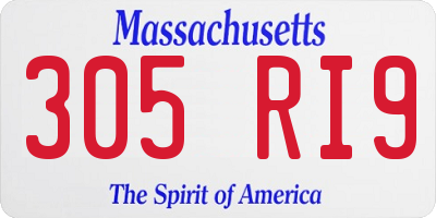 MA license plate 305RI9