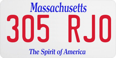 MA license plate 305RJ0