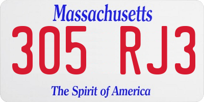 MA license plate 305RJ3
