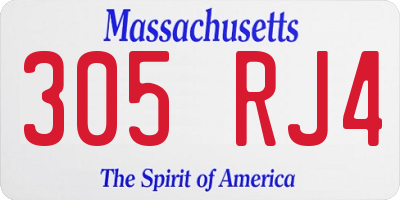 MA license plate 305RJ4