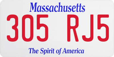MA license plate 305RJ5