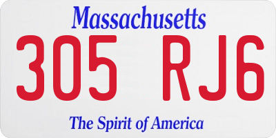 MA license plate 305RJ6