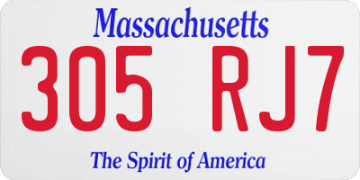 MA license plate 305RJ7