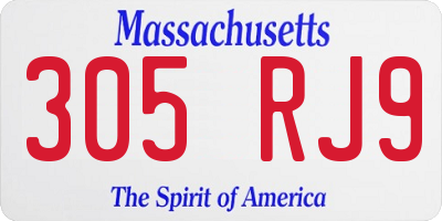 MA license plate 305RJ9