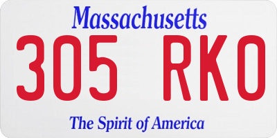 MA license plate 305RK0