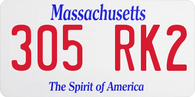 MA license plate 305RK2