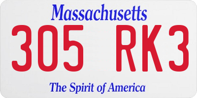 MA license plate 305RK3