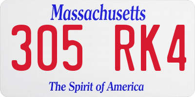 MA license plate 305RK4