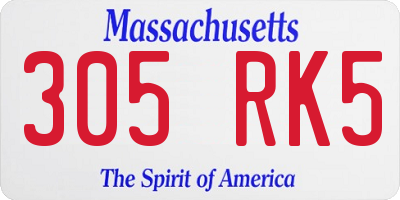 MA license plate 305RK5