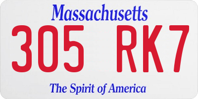 MA license plate 305RK7