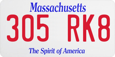 MA license plate 305RK8