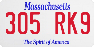 MA license plate 305RK9
