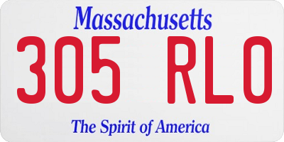 MA license plate 305RL0