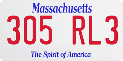MA license plate 305RL3